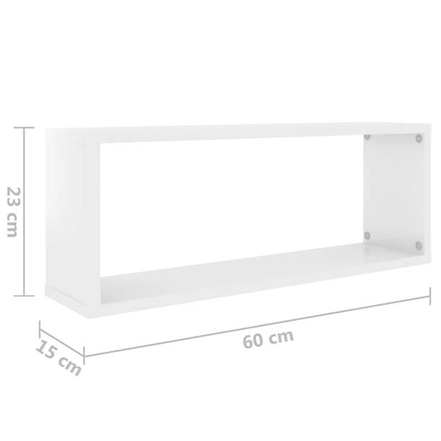 The Living Store Set Wandplanken - Hoogglans wit - 60 x 15 x 23 cm (L x B x H) - Stevig en stabiel