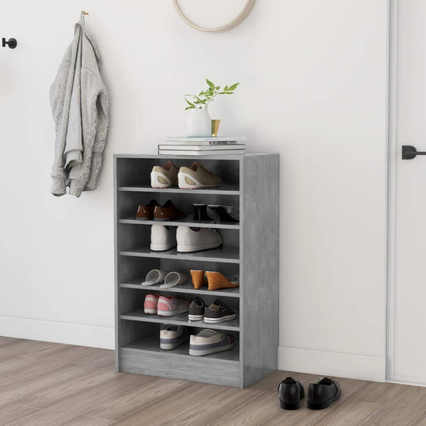 The Living Store Schoenenkast - Betongrijs - 60 x 35 x 92 cm - Hoogwaardig materiaal