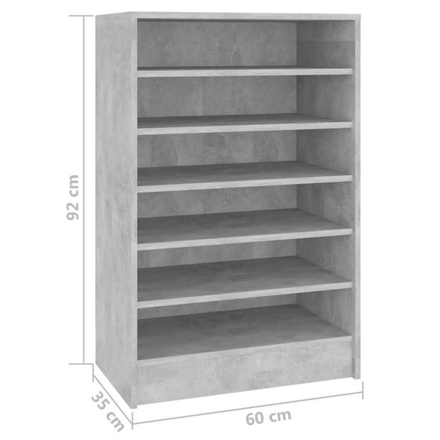 The Living Store Schoenenkast - Betongrijs - 60 x 35 x 92 cm - Hoogwaardig materiaal