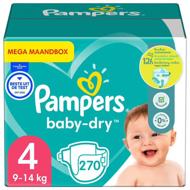Pampers - Baby Dry - Maat 4 - Mega Maandbox - 270 luiers