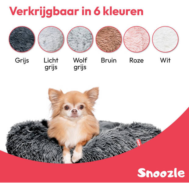 Snoozle Donut Hondenmand - Zacht en Luxe Hondenkussen - Wasbaar - Fluffy - Hondenmanden - 60cm - Grijs