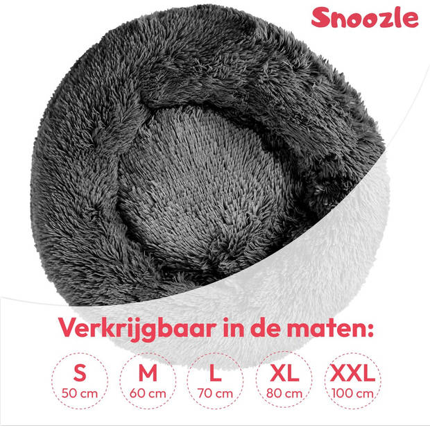 Snoozle Donut Hondenmand - Zacht en Luxe Hondenkussen - Wasbaar - Fluffy - Hondenmanden - 60cm - Grijs