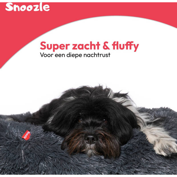 Snoozle Donut Hondenmand - Zacht en Luxe Hondenkussen - Wasbaar - Fluffy - Hondenmanden - 60cm - Grijs