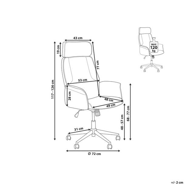 Beliani PILOT - Bureaustoel-Zilver-Polyester