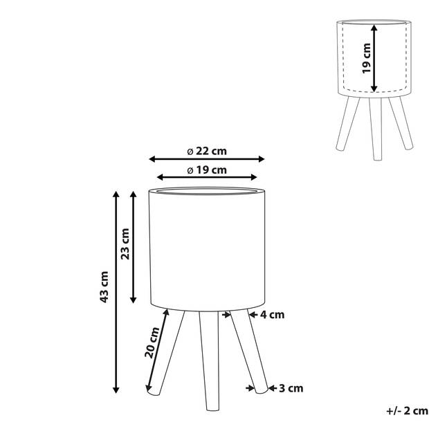 Beliani KOTTES - plantenbak voor buiten-Zwart-Magnesiumoxide