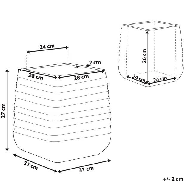 Beliani PARIKIA - plantenbak voor buiten-Wit-Polyresin