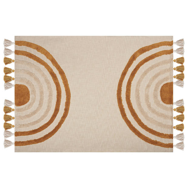 Beliani MATHURA - Plaid-Beige-Katoen