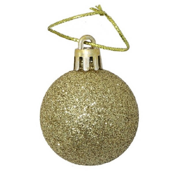 Kerstballen - 6x st - goud - glitters - 4 cm - kunststof - Kerstbal