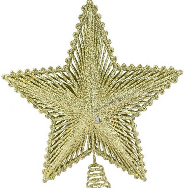 Kunststof kerstboom ster piek goud 24 cm - Kerstpieken - kerstboompieken