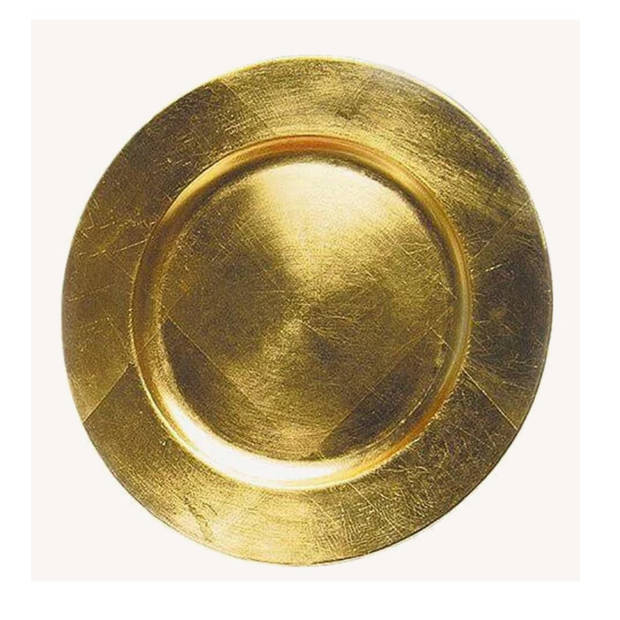 Rond kaarsenbord/kaarsenplateau goud van kunststof 33 cm - Kaarsenplateaus