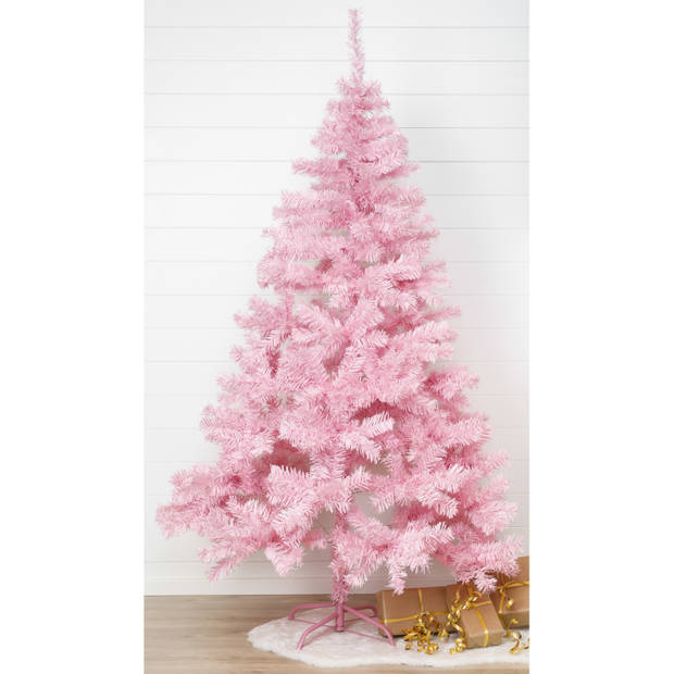 2x stuks kunst kerstbomen/kunstbomen roze 180 cm - Kunstkerstboom