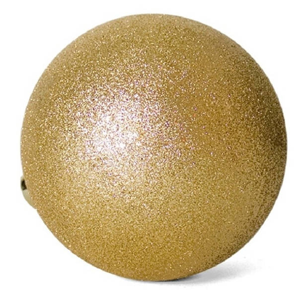 Gerimport Kerstbal - kunststof - goud - glitters - D20 cm - Kerstbal