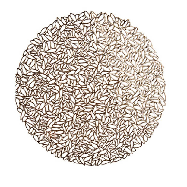 Set van 2x stuks ronde gedecoreerde Placemats metallic koper look diameter 38 cm - Placemats