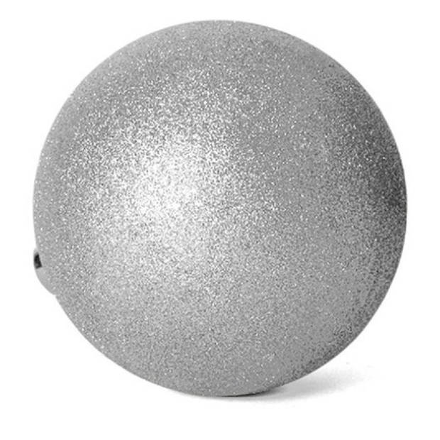 Gerimport Kerstballen - 8x st - zilver - glitters - 7 cm - kunststof - Kerstbal