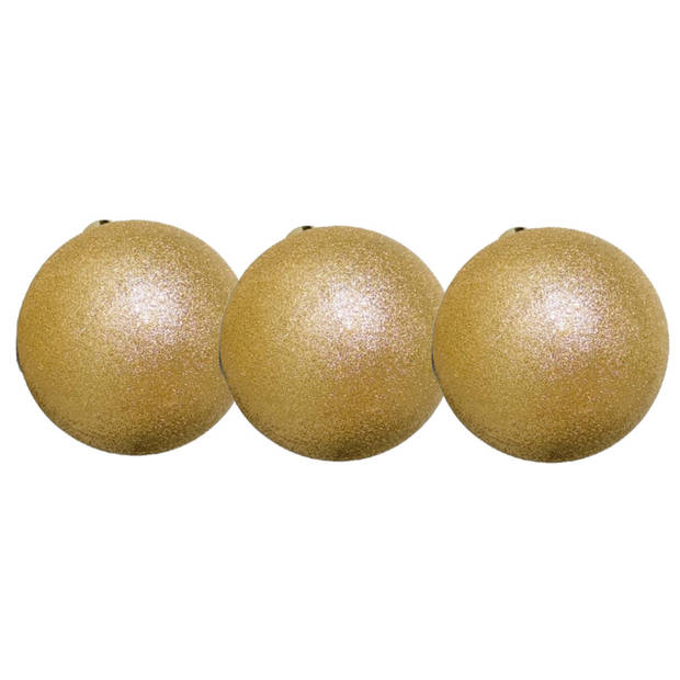 Gerimport Kerstballen - 16x - goud - kunststof - glitters - D5 cm - Kerstbal