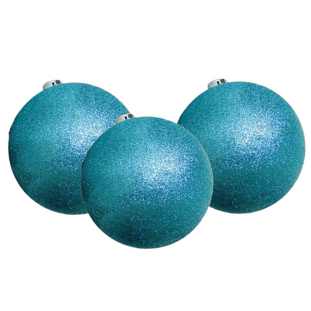 32x stuks kerstballen ijsblauw glitters kunststof 5 cm - Kerstbal