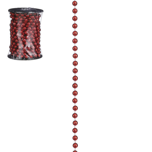 1x stuks kerstboom kralenslingers rood 500 cm kerstslingers - Kerstslingers