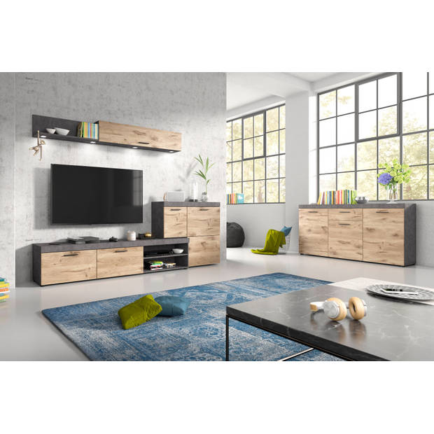 Swift dressoir 3 deuren, 1 lade eik decor.