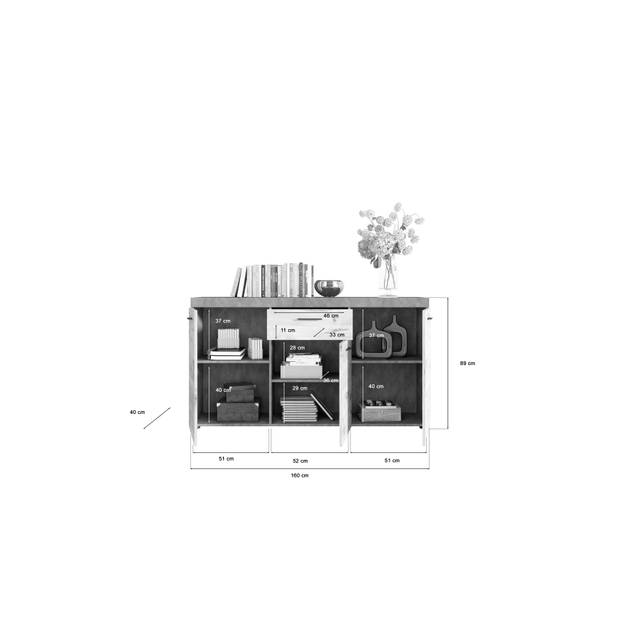 Swift dressoir 3 deuren, 1 lade eik decor.