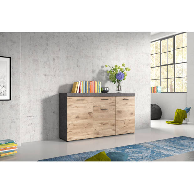 Swift dressoir 3 deuren, 1 lade eik decor.