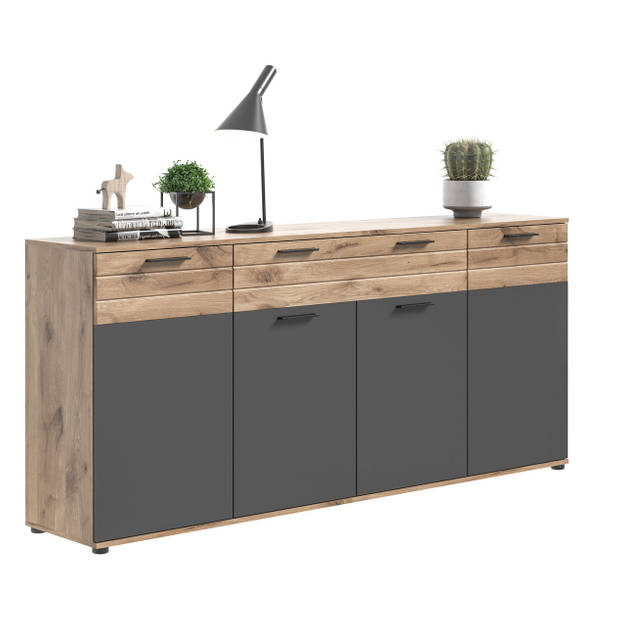 Mason dressoir 4 deuren, 1 lade eik decor.