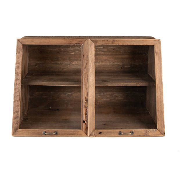 Clayre & Eef Vitrinekast 60x26x36 cm Bruin Hout Glas Opbergkast Bruin Opbergkast