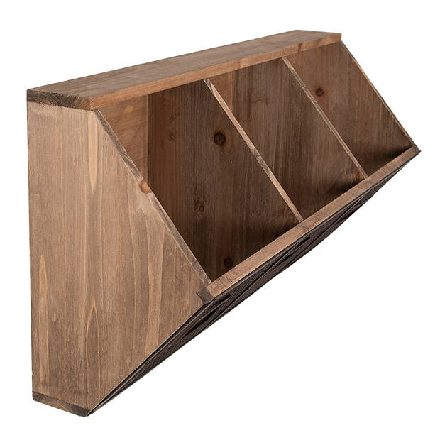 Clayre & Eef Wandrek 60x19x30 cm Bruin Hout Ijzer Rechthoek Muurrek Bruin Muurrek