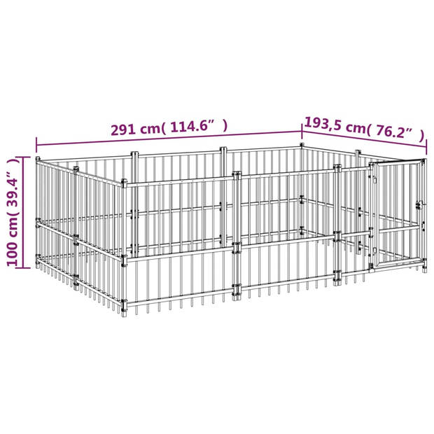 vidaXL Hondenkennel voor buiten 5,63 m² staal