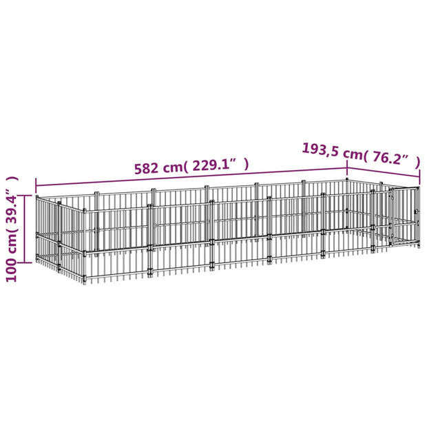 vidaXL Hondenkennel voor buiten 11,26 m² staal