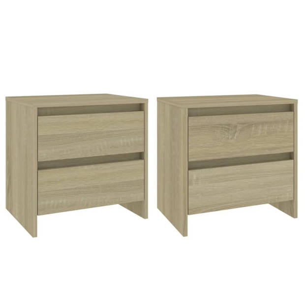 vidaXL Nachtkastjes 2 st 45x34,5x44,5 cm bewerkt hout sonoma eiken