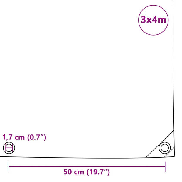 vidaXL Dekzeil 650 g/m² 3x4 m zwart