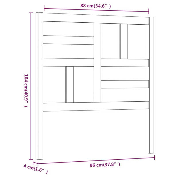 vidaXL Hoofdbord 96x4x104 cm massief grenenhout