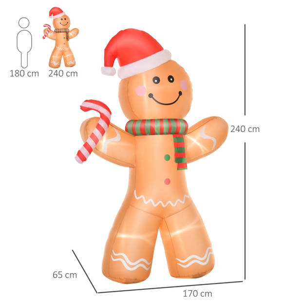 Opblaasbare Gingerbread Man met LED-lamp - Kerst decoratie - Kerstversiering - Kerst - Kerstverlichting buiten - Kers...