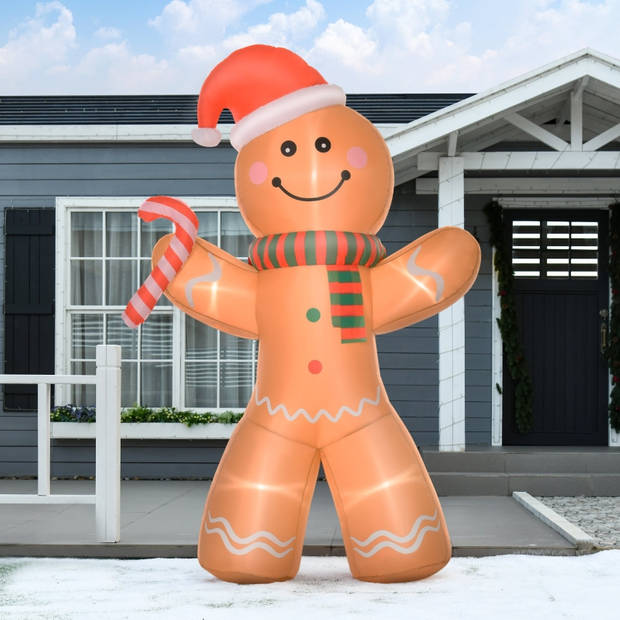 Opblaasbare Gingerbread Man met LED-lamp - Kerst decoratie - Kerstversiering - Kerst - Kerstverlichting buiten - Kers...