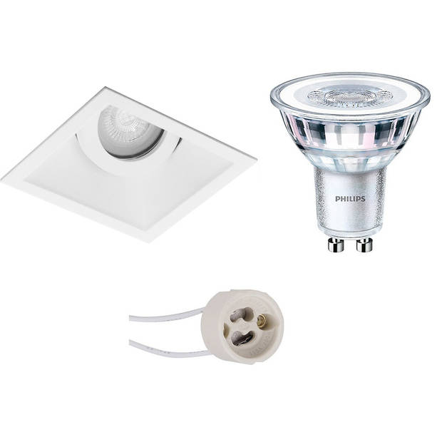 LED Spot Set - Pragmi Zano Pro - GU10 Fitting - Inbouw Vierkant - Mat Wit - Kantelbaar - 93mm - Philips - CorePro 840