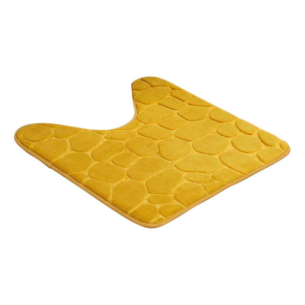 4goodz Pebbles zachte Traagschuim Toiletmat - WC mat 50x45 cm - Geel