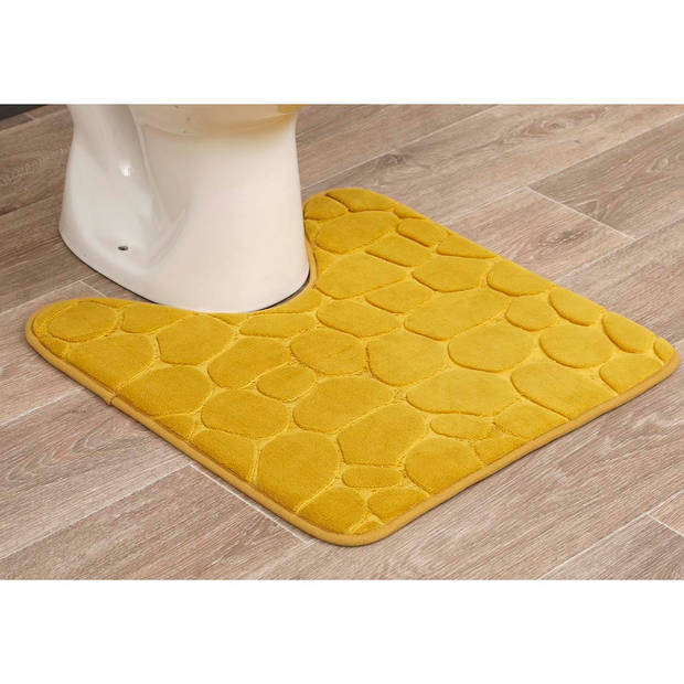 4goodz Pebbles zachte Traagschuim Toiletmat - WC mat 50x45 cm - Geel