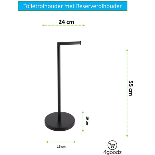 4goodz Toiletrolhouder met Reserverolhouder 19x24x55 cm - Zwart