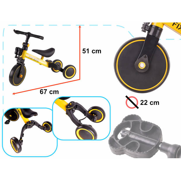 Fix Mini 3 in 1 driewieler trike loopfiets met pedalen tot 30kg