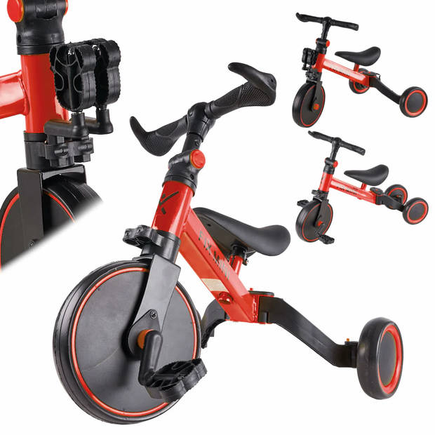 Fix Mini 3 in 1 driewieler trike met pedalen tot 30kg van 1,5 - 4 jaar oud rood / zwart