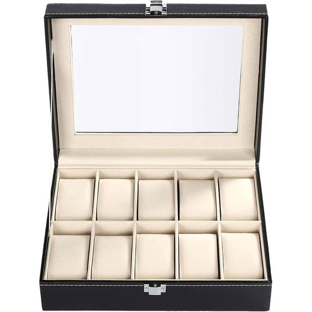 Lowander horlogebox - Horlogedoos voor heren & dames - 10 horloges - Zwart