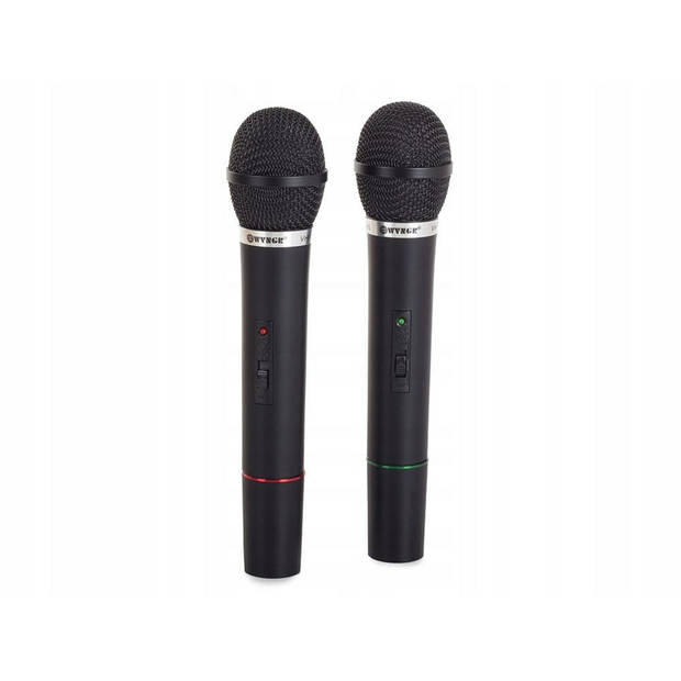 Karaoke set met 2 draadloze microfoons en receiver - Incl batterijen - Zwart
