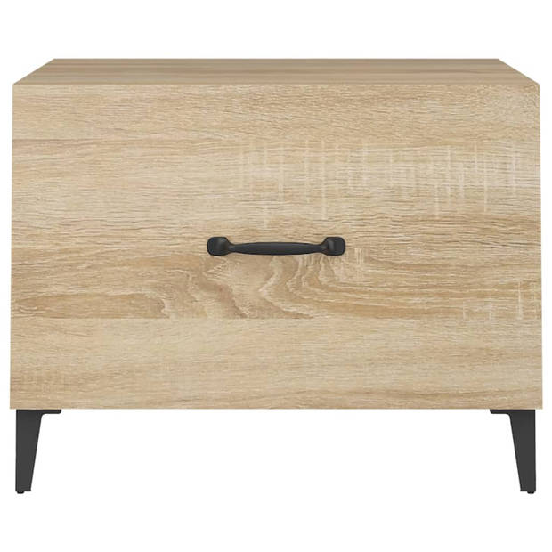 vidaXL Salontafel 2 st met metalen poten 50x50x40 cm sonoma eikenkleur