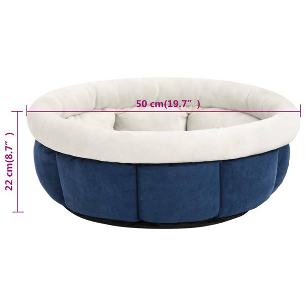 The Living Store Hondenmand - Ronde hondenmand - Blauw - 50 x 22 cm - Imitatiesuède en fleece