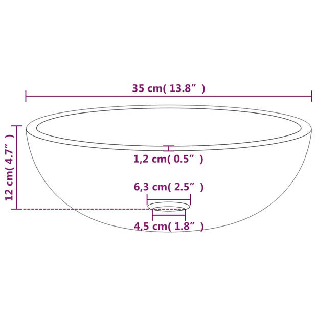 vidaXL Wasbak 35x12 cm gehard glas wit