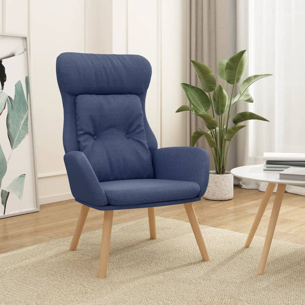 The Living Store Fauteuil Dik Gevoerd Blauw - 70x77x94 cm - Optimaal Zitcomfort