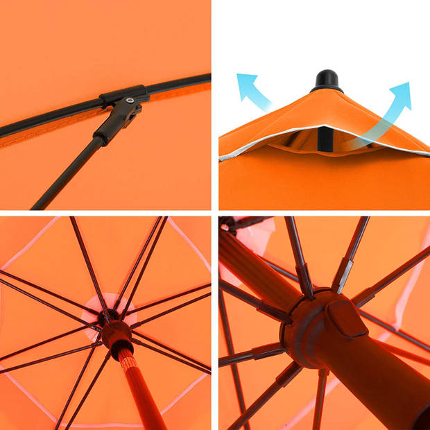 ACAZA Parasol 180 cm diameter, rond / achthoekige strandparasol, knikbaar, kantelbaar, met draagtas - oranje