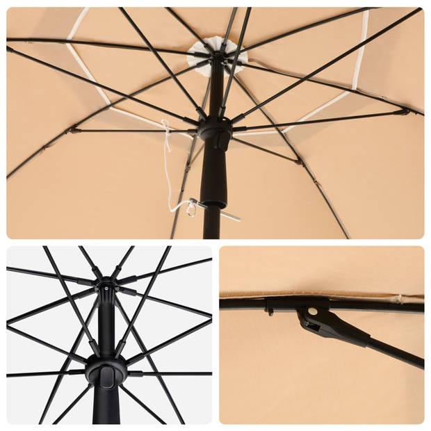 ACAZA Parasol 180 cm diameter, rond / achthoekige strandparasol, knikbaar, kantelbaar, met draagtas - taupe