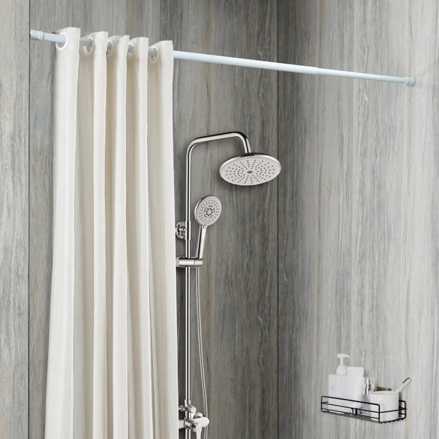 Douche Gordijnstang, verlengbaar van 140 tot 260 cm, wit