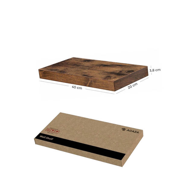 Rustieke Zwevende Wandplank met Bevestigingsmateriaal - 40x20x3.8cm - MDF